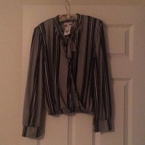 Black and white long sleeve blouse
